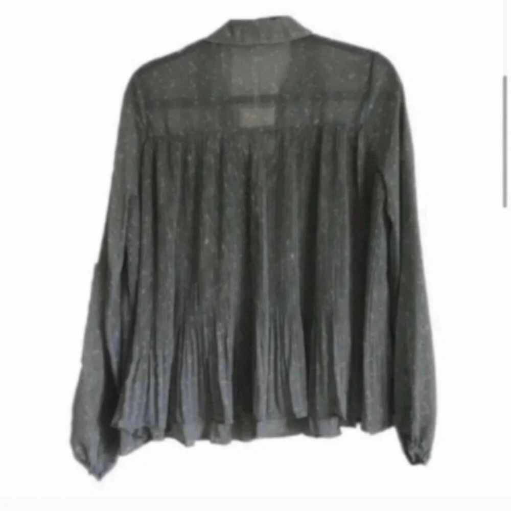 Blouse LC Lauren Conrad Green Small Sheer Floral - Picture 5 of 8